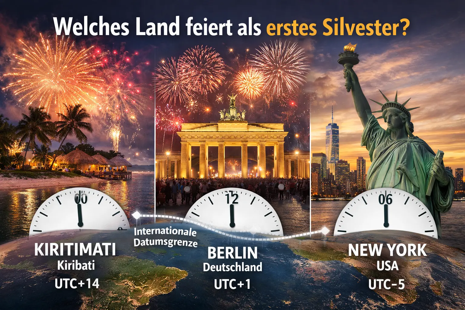Welches Land feiert als erstes Silvester